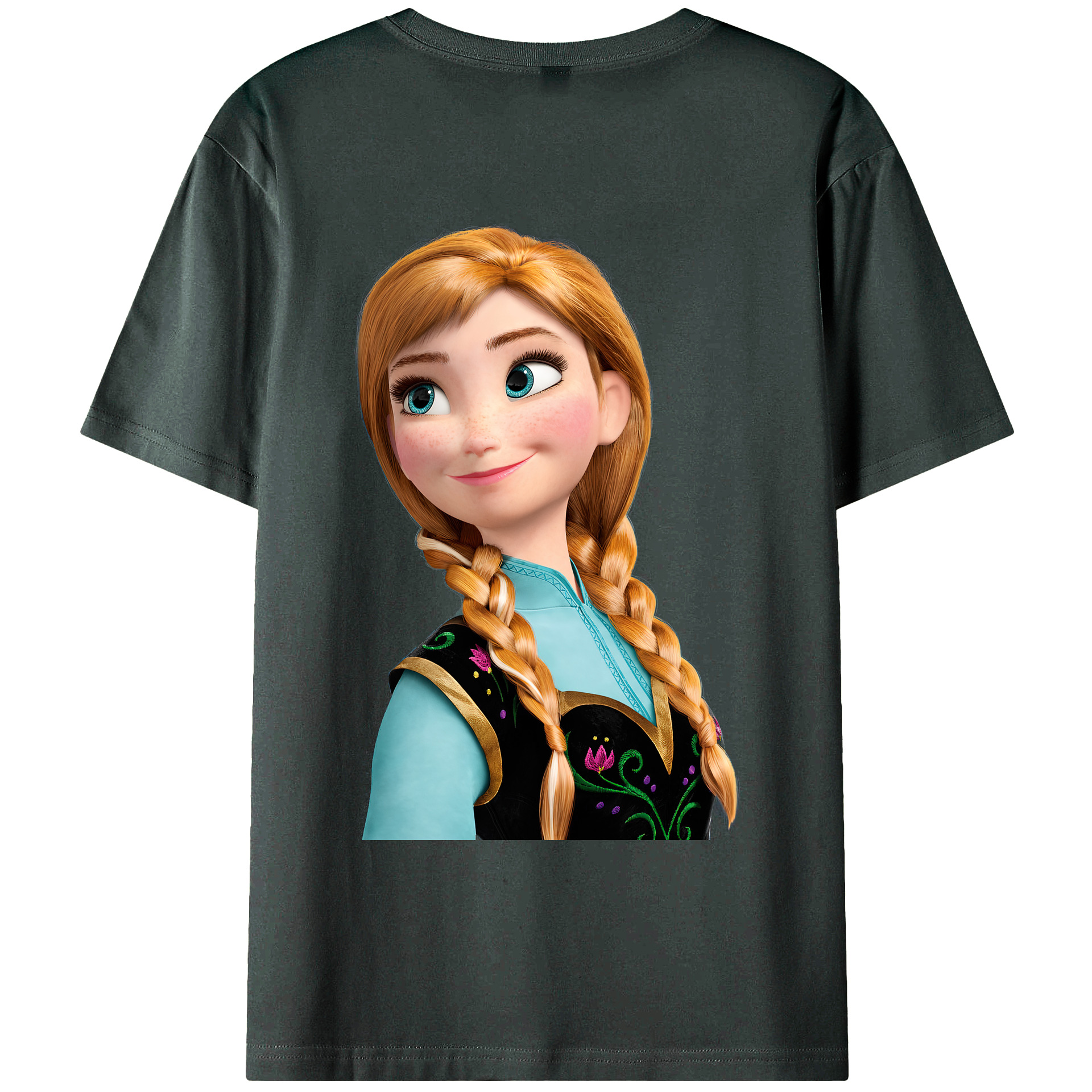 （画像用） アナと雪の女王 アンナ エルサ Frozen Anna Elsa 綿100％ メンズ半袖Tシャツ（バックプリント） 通気性